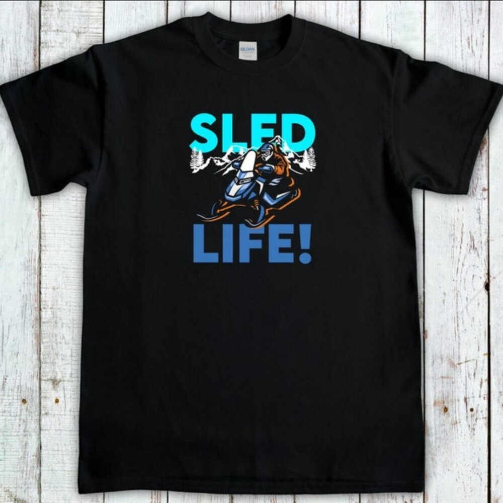 Sled Life Snowmobile T-Shirt – Size XL – Funny Snowmobile Rider Graphic Tee